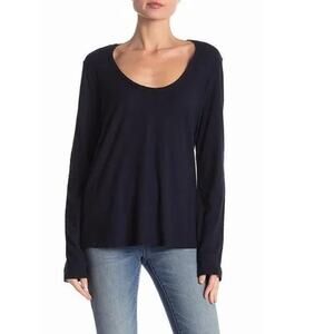 Standard James Perse Deep Purple Cotton Modal Swoop Neck Tshirt Size 3